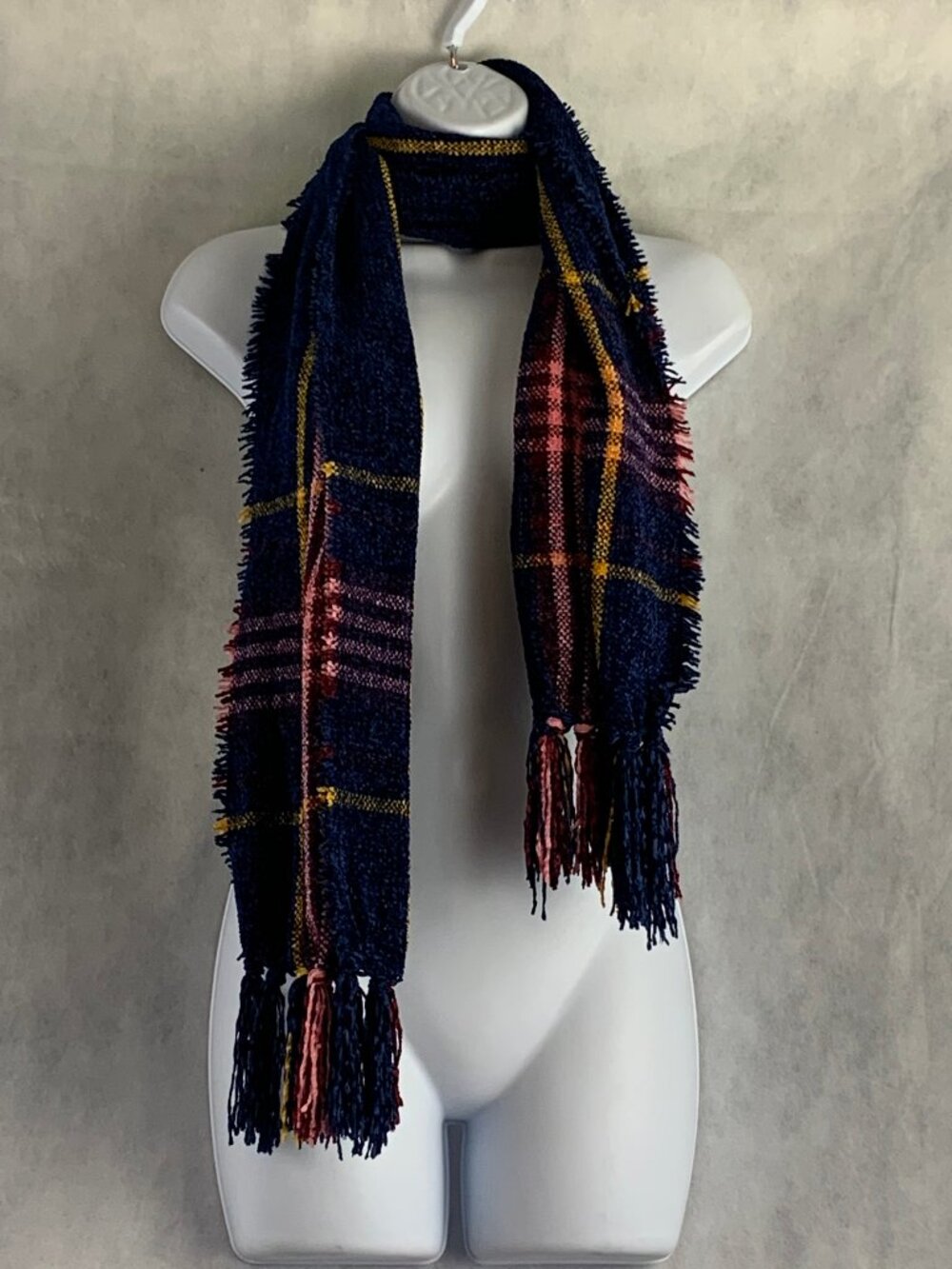 Charter Club Women's Patterned Wrap Scarf, Navy Blue Multi Plaid, One Size